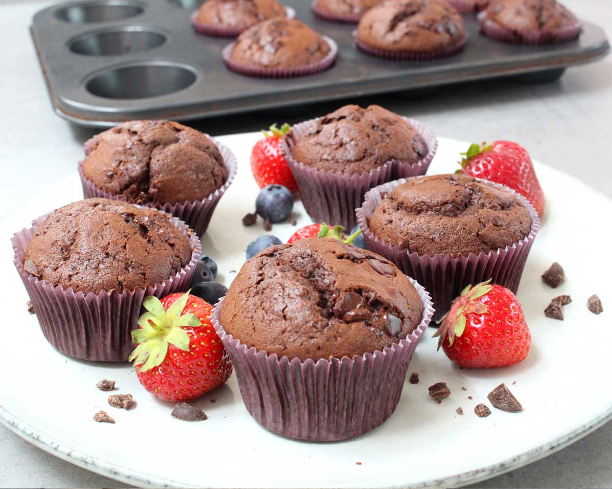 Einkorn Schokomuffins (optional mit Linsenmehl)